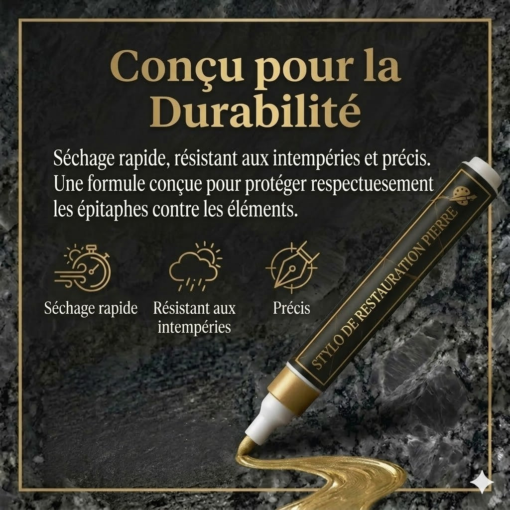 Stylo de restauration doré pour pierre tombale