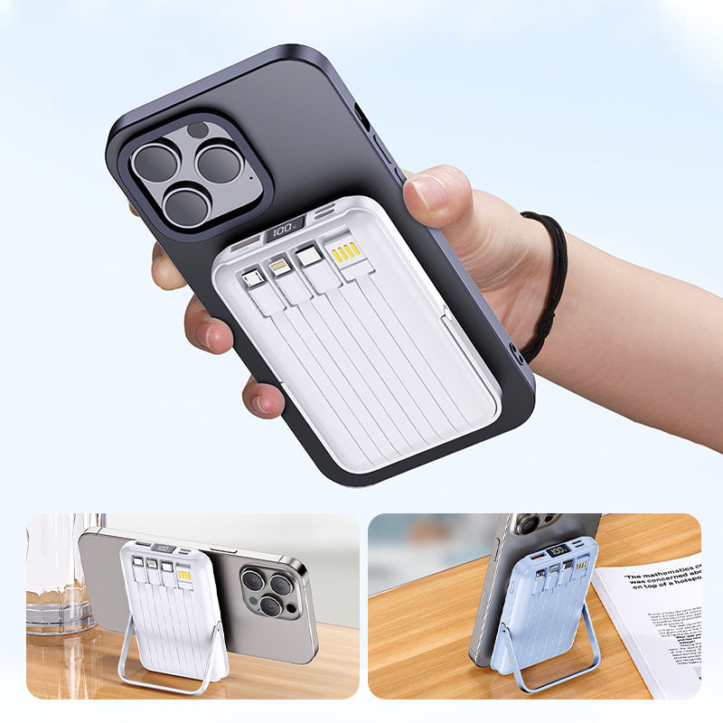 Batterie Externe Magnétique Sans Fil 10000mAh Charge Rapide Avec Support Téléphone