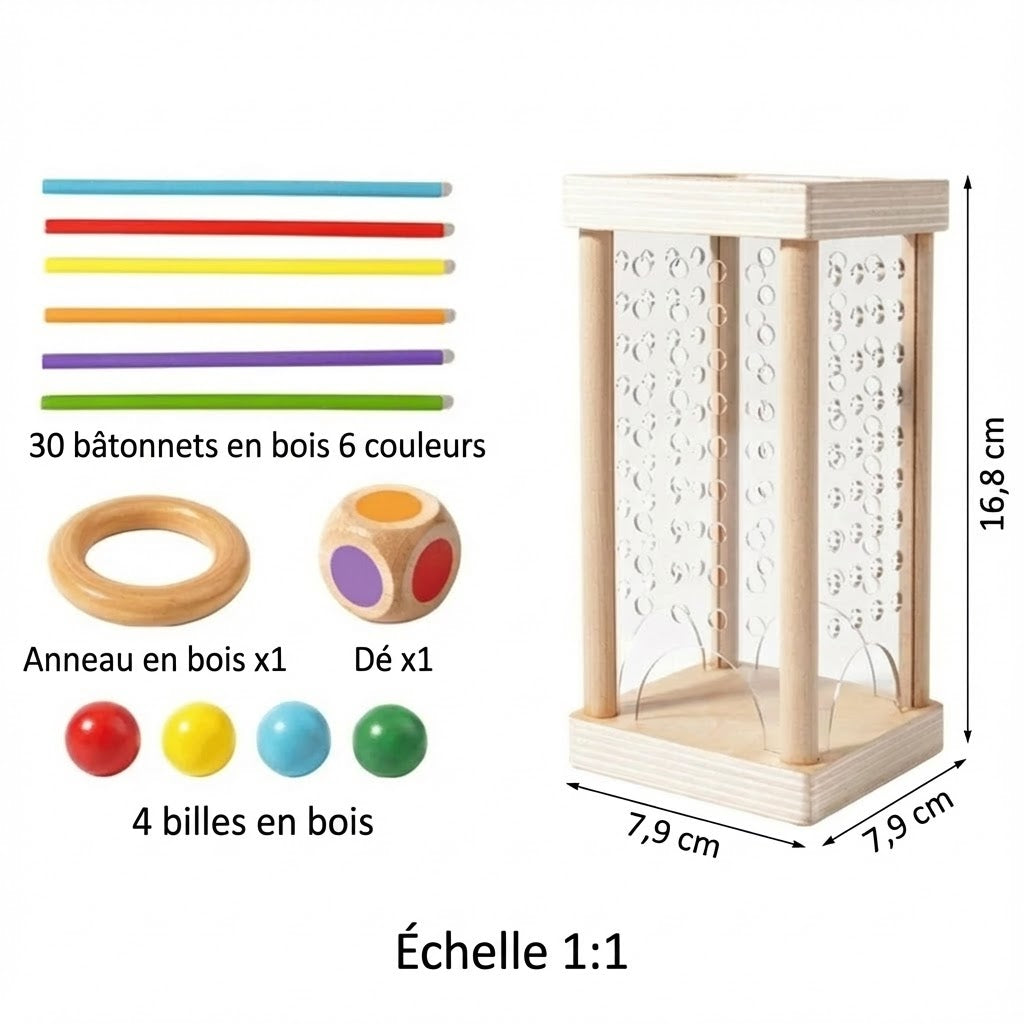 Jeu de bâtonnets en bois : Concentration et couleur