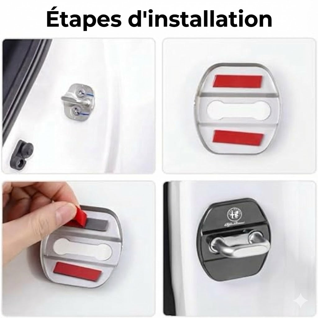 Protections métalliques pour loquets de portière de voiture (4 pièces)