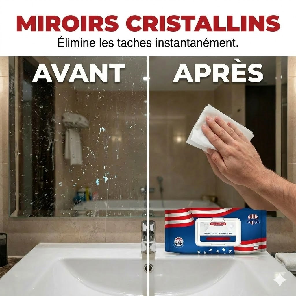 Lingettes ultra-nettoyantes américaines aux ions de nano-argent (80 lingettes/paquet)