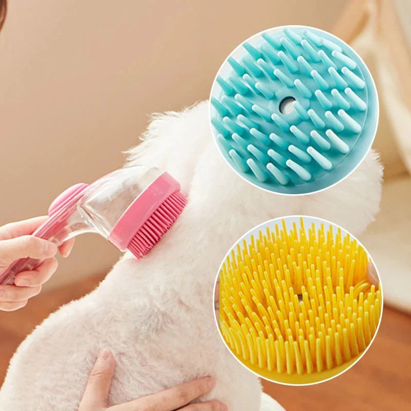 Brosse de bain pour animaux avec long manche et distributeur de shampoing