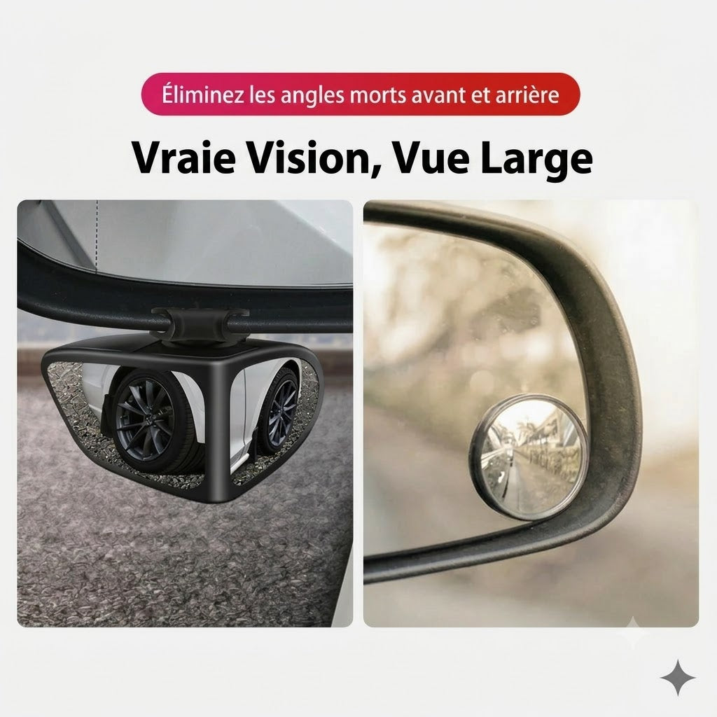 Rétroviseur double lentille avec vue d'angle mort réglable à 360°
