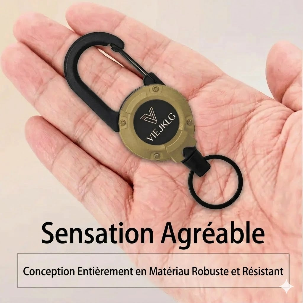 Nouveau mousqueton multifonction 3-en-1 avec enrouleur rétractable.