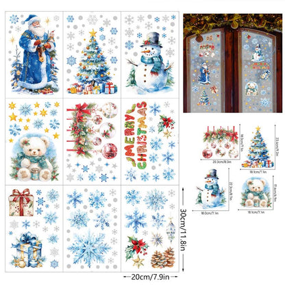 Ensemble de 9 autocollants scintillants pour fenêtres de Noël