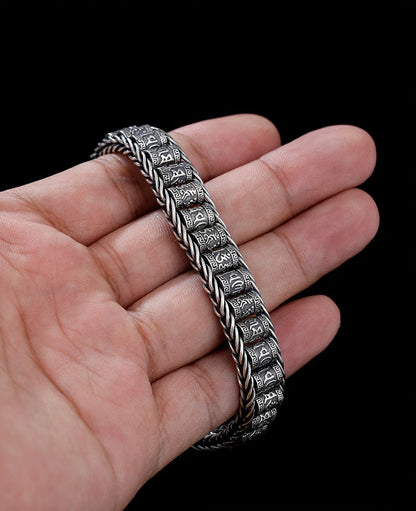 Bracelet moulin à prières tibétain – Argent sterling 925