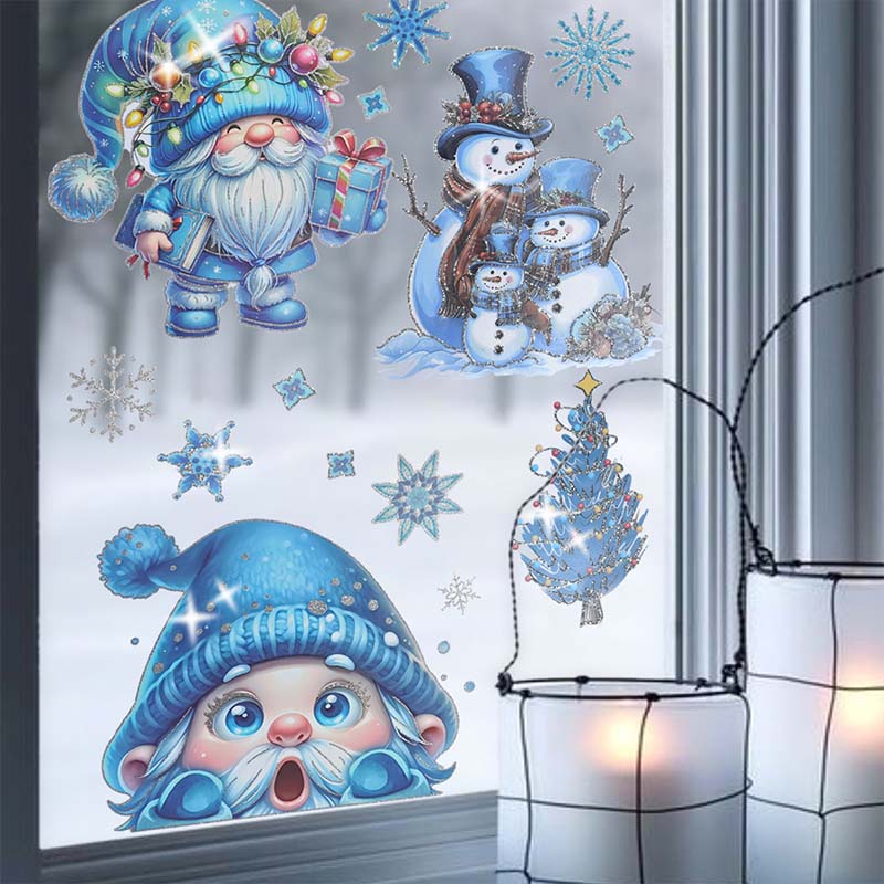 Ensemble de 9 autocollants scintillants pour fenêtres de Noël