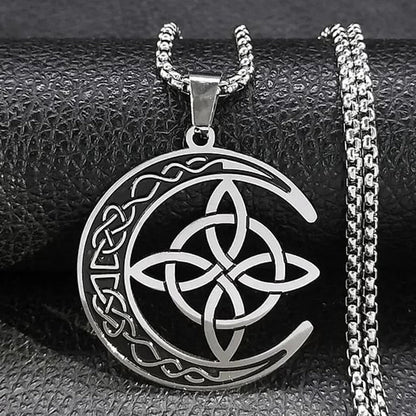 Collier pendentif lune celtique