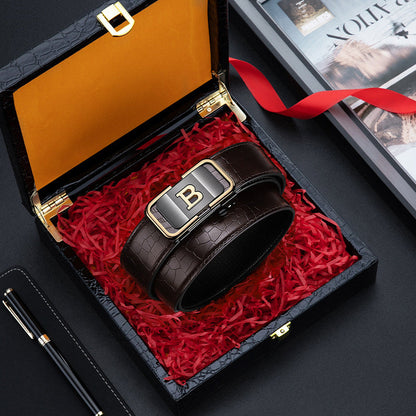 Ceinture pour homme à boucle automatique motif crocodile