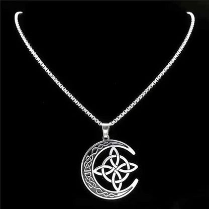 Collier pendentif lune celtique