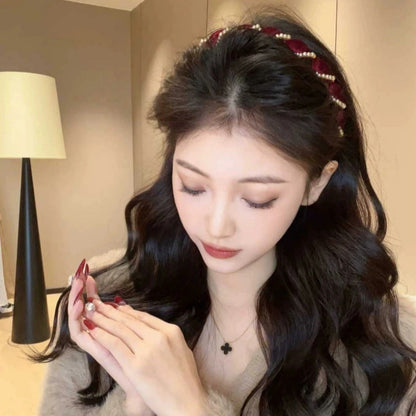 Bandeau à cheveux vintage en perles artificielles à haut crâne (lot de 3)