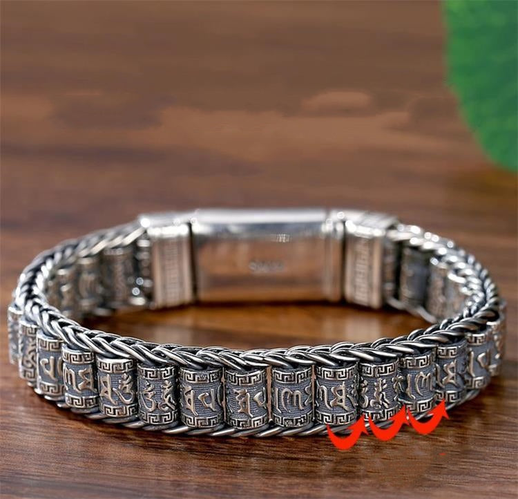 Bracelet moulin à prières tibétain – Argent sterling 925