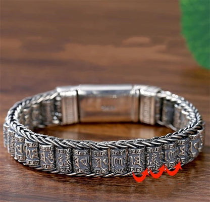 Bracelet moulin à prières tibétain – Argent sterling 925