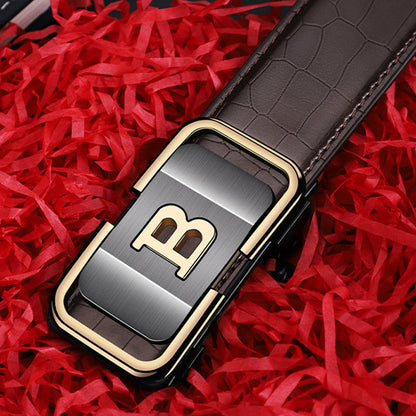 Ceinture pour homme à boucle automatique motif crocodile