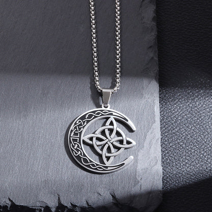 Collier pendentif lune celtique