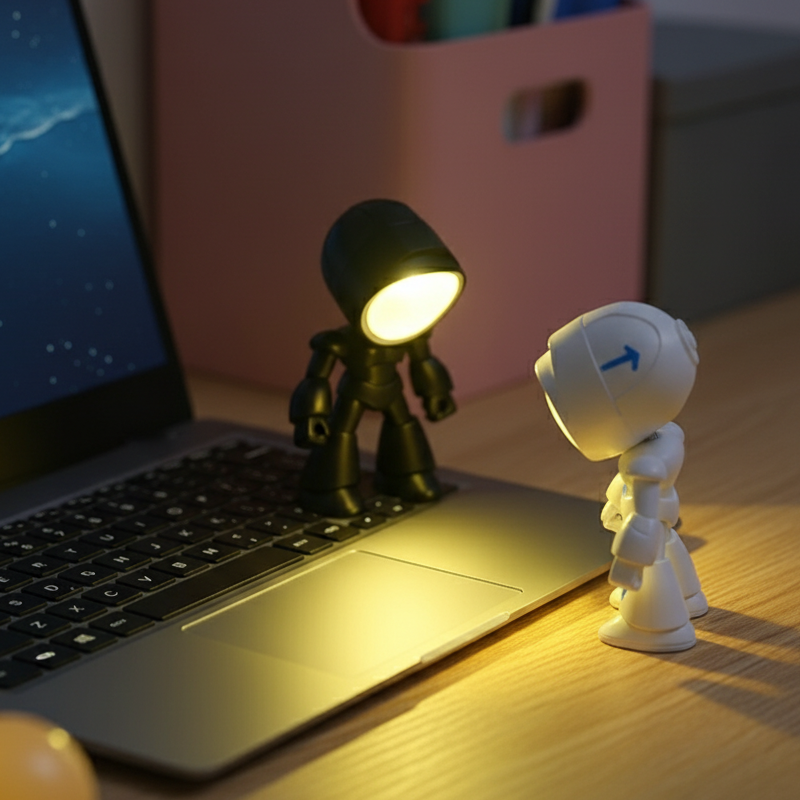 Lampe de table robot créative miniature
