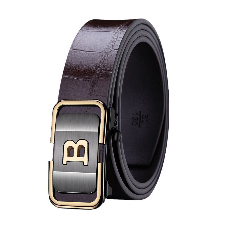 Ceinture pour homme à boucle automatique motif crocodile