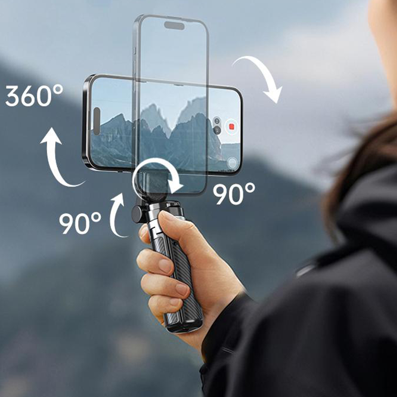 Perche à selfie magnétique 4-en-1 avec rotation à 360°