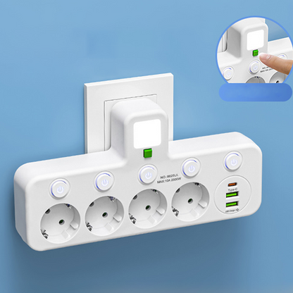 Multiprise gain de place avec éclairage et USB