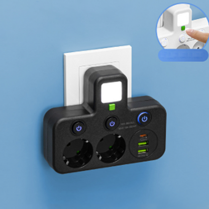 Multiprise gain de place avec éclairage et USB