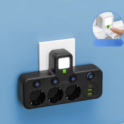 Multiprise gain de place avec éclairage et USB