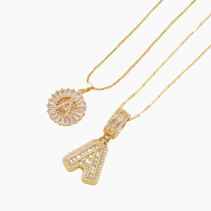Collier pendentif alphabet doré