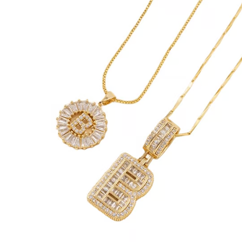 Collier pendentif alphabet doré