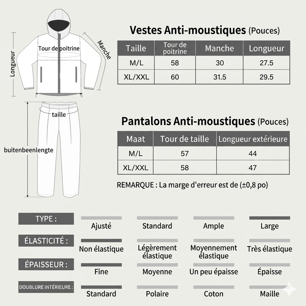 Combinaison anti-moustiques ultra-légère avec capuche