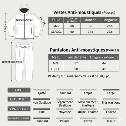 Combinaison anti-moustiques ultra-légère avec capuche
