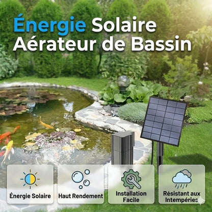 Aérateur de bassin solaire – Apporte de l'oxygène en continu pour les poissons et les plantes