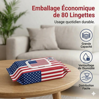 Lingettes ultra-nettoyantes américaines aux ions de nano-argent (80 lingettes/paquet)