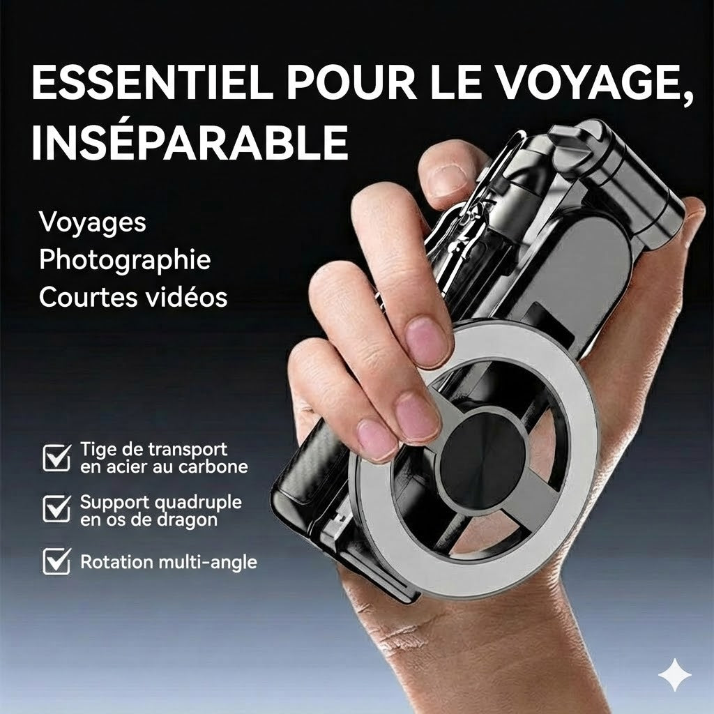 Perche à selfie magnétique 4-en-1 avec rotation à 360°
