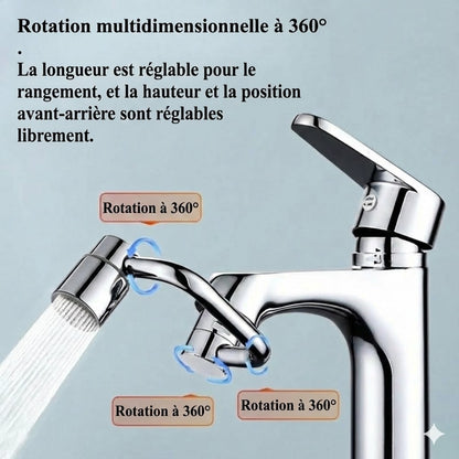 Rallonge de robinet rotative à 1080° avec 2 positions