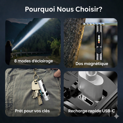 Mini-lampe de poche multifonctionnelle en alliage d'aluminium