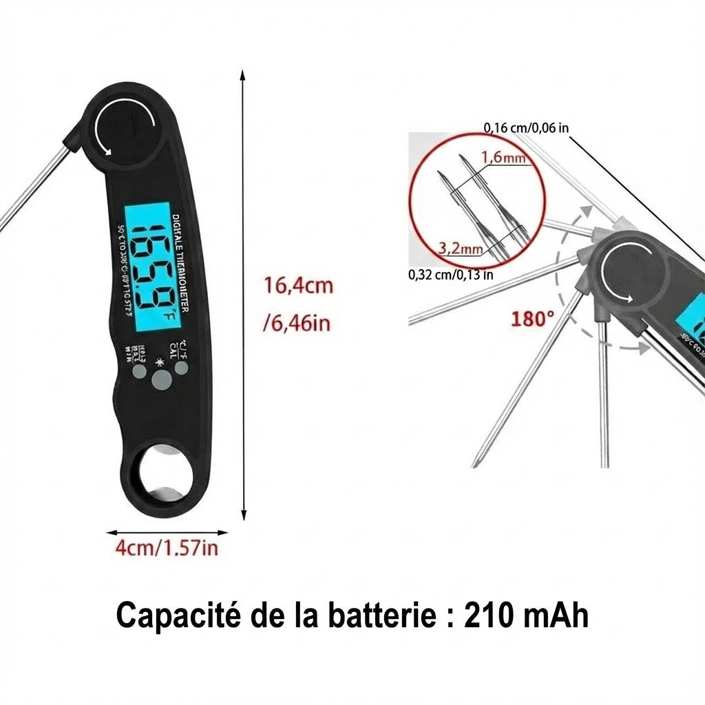 Thermomètre alimentaire numérique à lecture instantanée