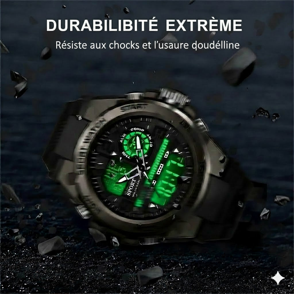 Montre de sport numérique avec éclairage nocturne (étanche)