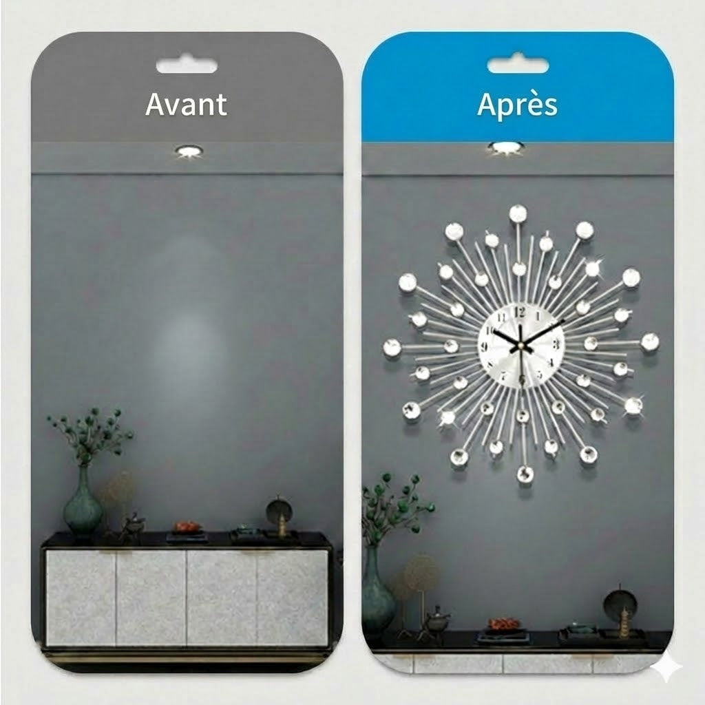 Horloge murale élégante en strass