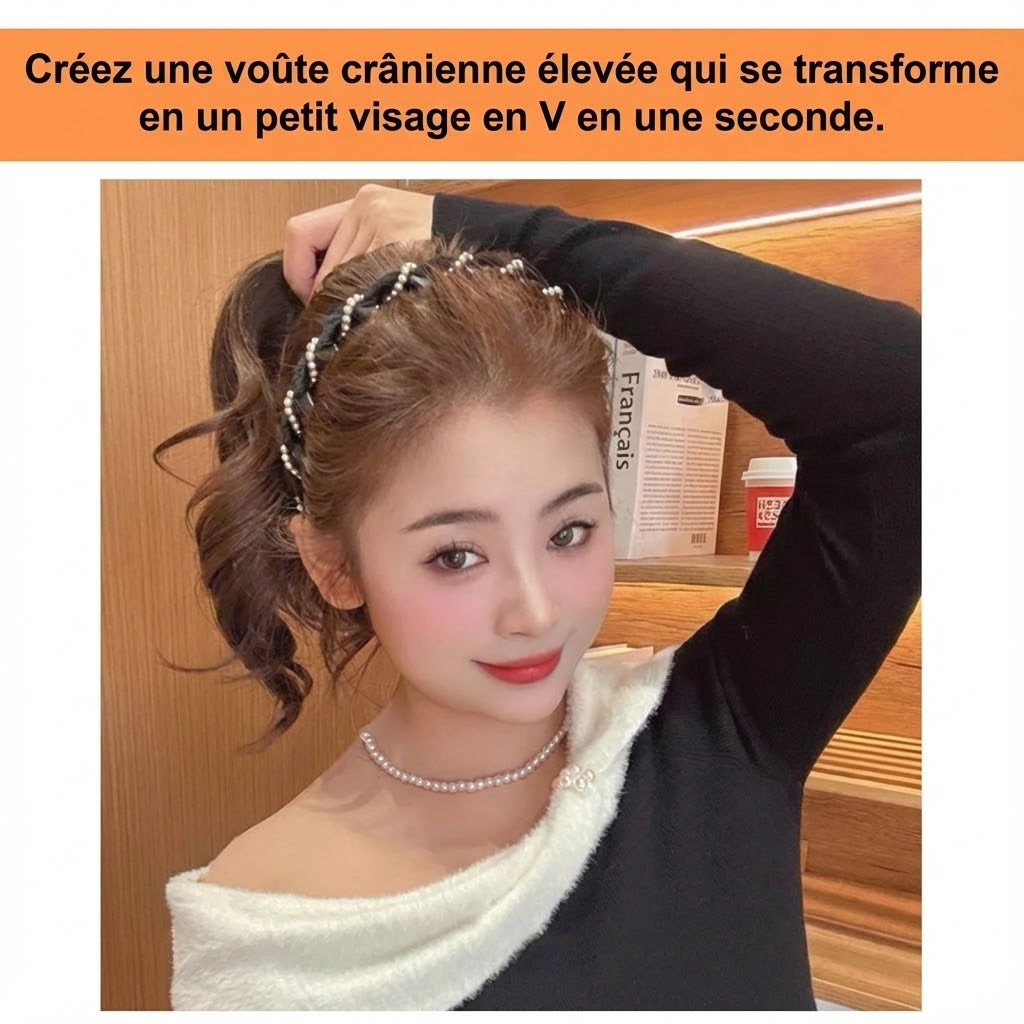 Bandeau à cheveux vintage en perles artificielles à haut crâne (lot de 3)