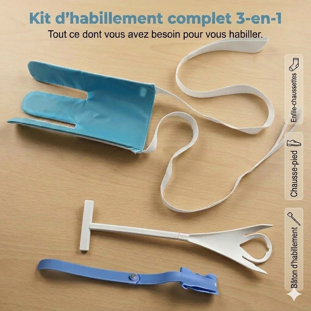 Enfile-chaussettes rigide avec sangles de tirage
