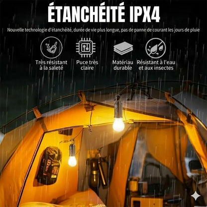 Lampe de tente solaire (Lanterne de camping LED rechargeable par USB)