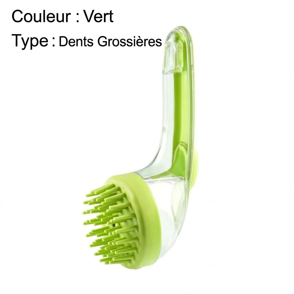 Brosse de bain pour animaux avec long manche et distributeur de shampoing