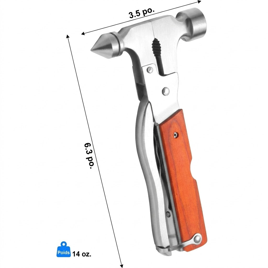 16-en-1 Outil multifonction portable avec marteau arrache-clou