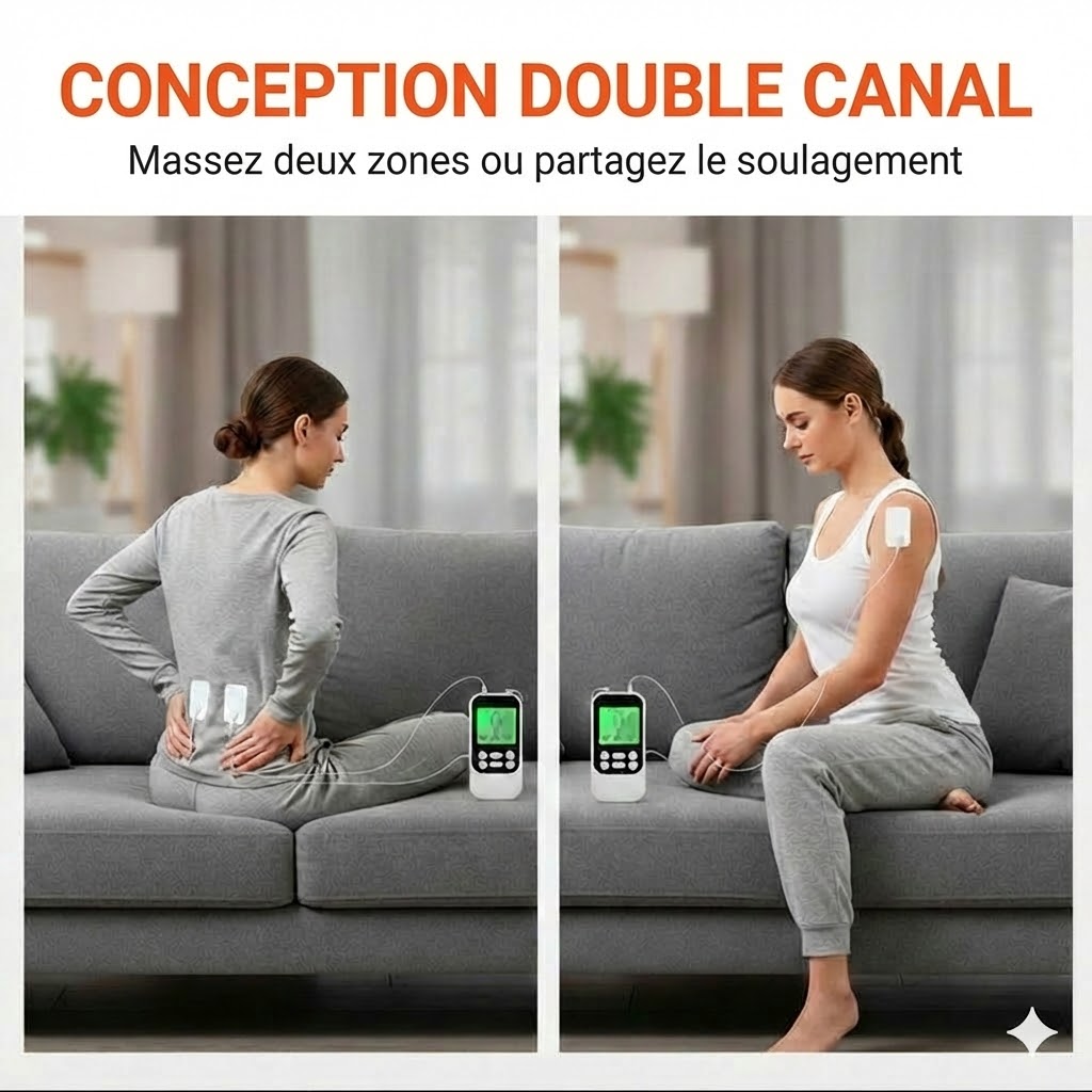 Stimulateur Musculaire TENS Portatif À Deux Canaux