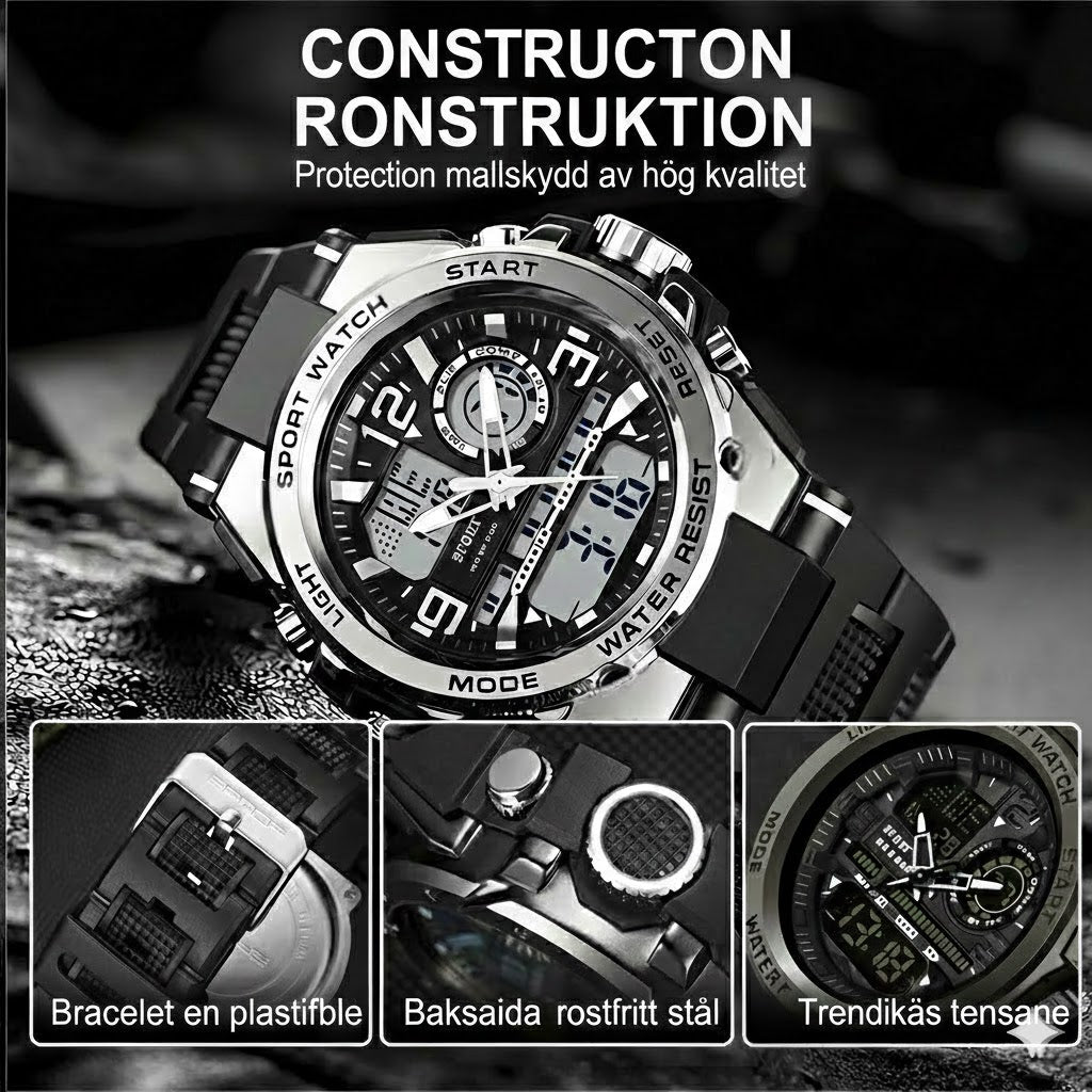 Montre de sport numérique avec éclairage nocturne (étanche)