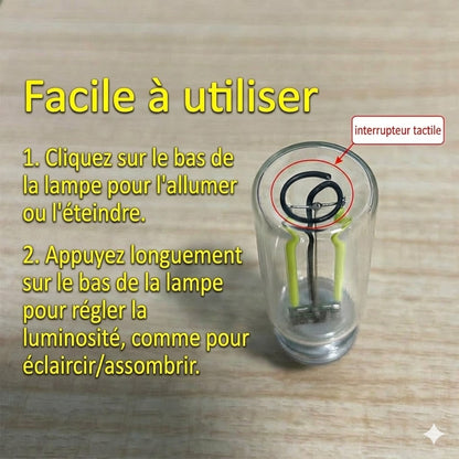 Veilleuse portable en verre à commande tactile et USB