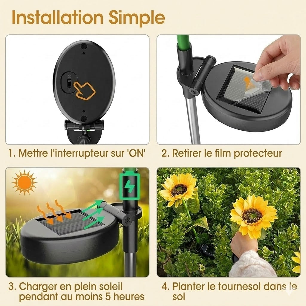 Lampes solaires étanches（3 Lampes de tournesol）