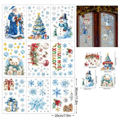 Ensemble de 9 autocollants scintillants pour fenêtres de Noël