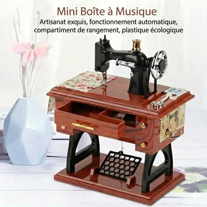 Boîte à musique mini machine à coudre en bois