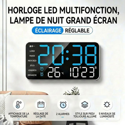 Horloge murale numérique à LED décorative multifonctionnelle