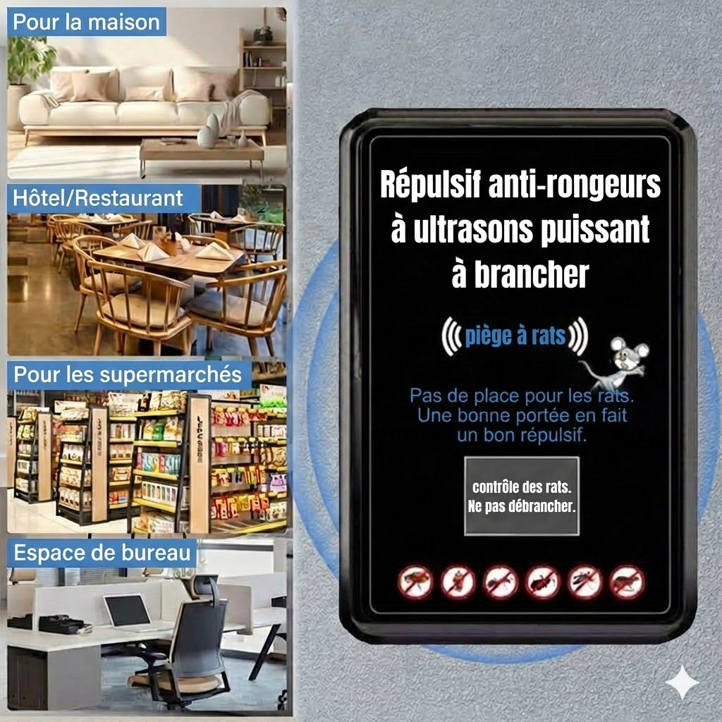 Répulsif antiparasitaire à ultrasons puissant à brancher